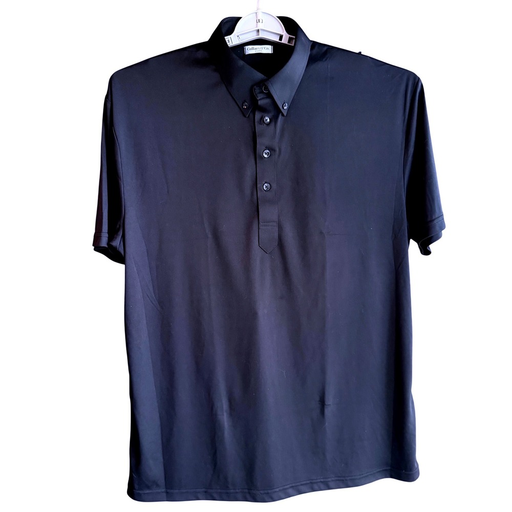 Collars & Co‎ Mens Dress Collar Polo Shirt Black XL Short Sleeve 1073 Polyester